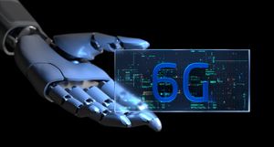 <p>Un symbole 6G sur fond haute technologie. </p>